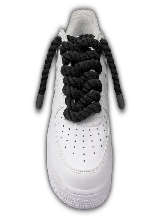 Endoto Rope Laces for Air Force 1, Thick Chunky Fat Shoelaces Strings for AF Sneaker Shoes(Color:Black,Size:10MM) - Image 2